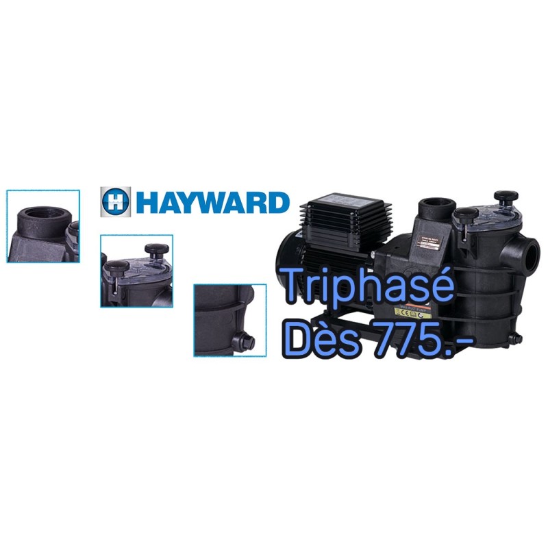 Pompe  Hayward MAX FLO 0.75 à 1.50 CV Tri (400V) Dès :