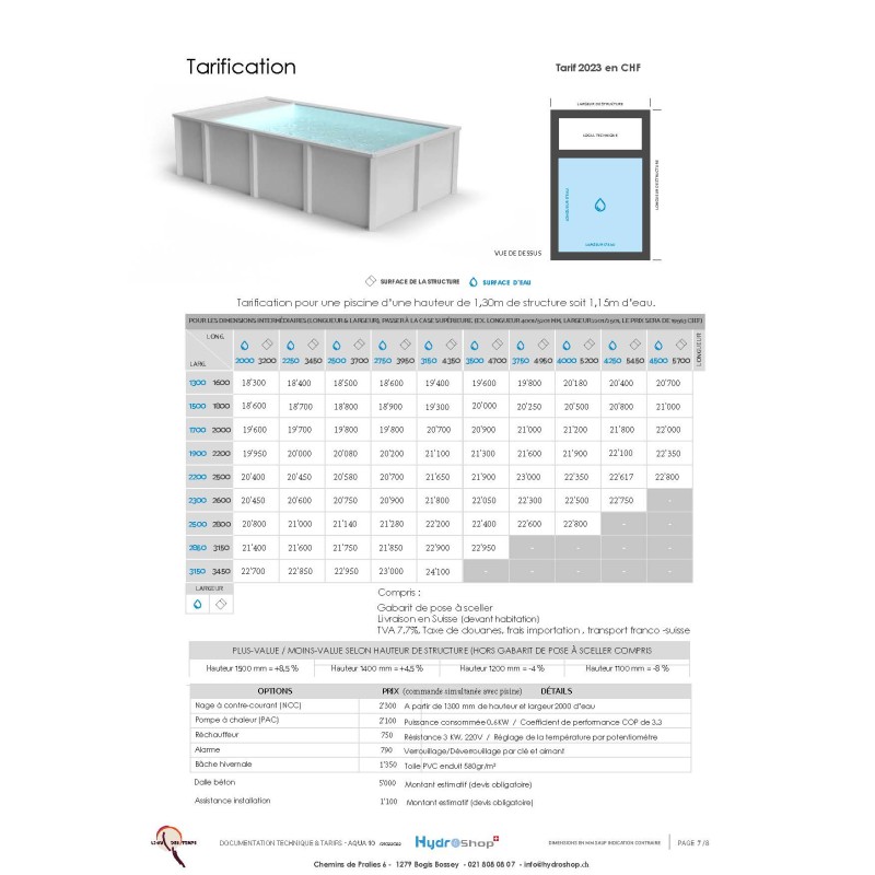 Piscine Alu avec filtration integrée sur mesure  Moins 10% sur tout les modèles jusqu'a fin Avril  Dès 16'470 CHF TTC Piscine Alu avec filtration integrée sur mesure  Moins 10% sur tout les modèles jusqu'a fin Avril  Dès 16'470 CHF TTC