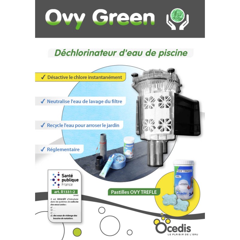 DECLORINATEUR DE L\'EAU KIT OVY GREEN - 10 Pastilles OVY TREFLE